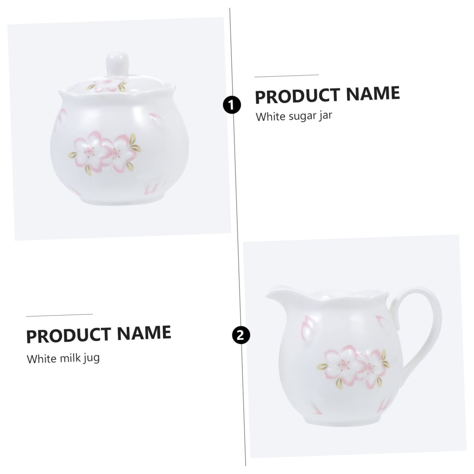 BESTYASH Pot à Lait et Sucrier avec Couvercle en Céramique Set 2 Pièces Poignée Facile à Saisir Design Créatif Blanc Élégant pour Pause Thé Détente