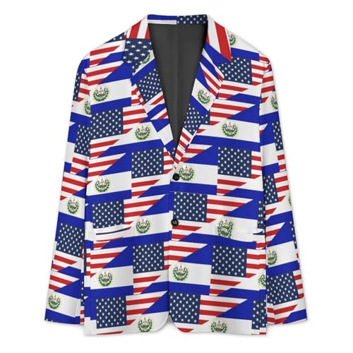 U.S. and El Flag Mens Suit Jacket Lapel Blazers V Neck Button Business Coat Tuxedo for Wedding Party3