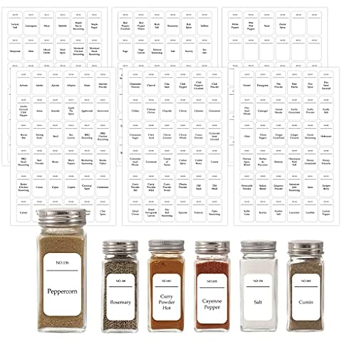 216 Etiquetas para Tarros de Especias Resistentes al Agua Cover