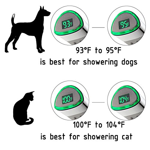 YOO.MEE LED Thermometer Handheld Shower Heads, Water Powered Light to Display Fahrenheit, Special for Skin Showering, Child and Pet Shower, Shower Accessories w/ 79'' Hose, Bracket, Polished Chrome - Thumbnail 5