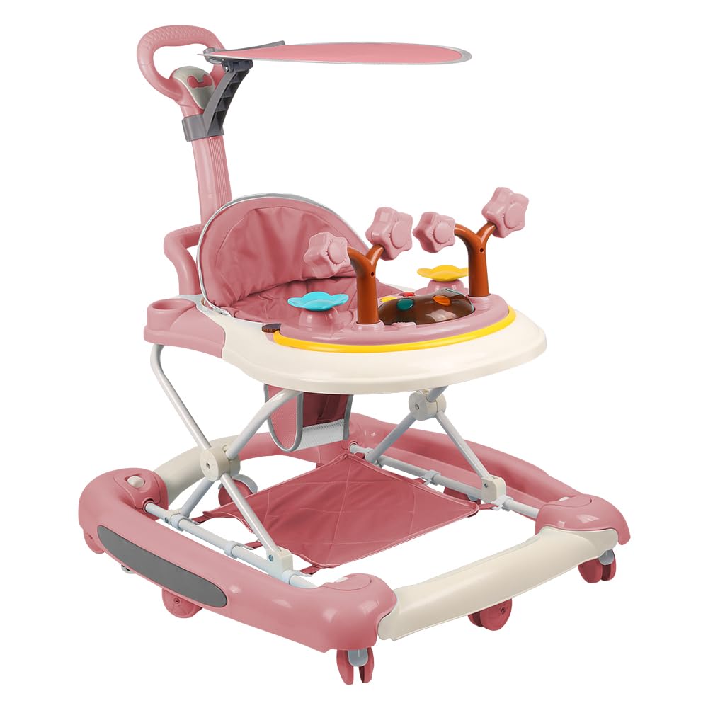 Andador de bebé escalable, 3 en 1 Andadores Caminar Bebe con rueda universal, altura ajustable, de 6 a 18 meses (3 en 1, 67x72x92 cm, rosa)
