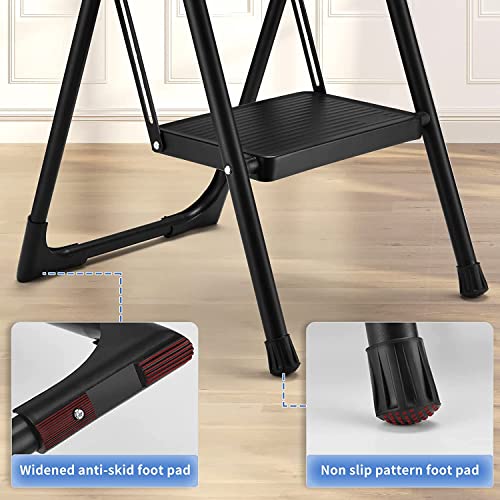 Step Ladder Folding 2 Step Stool Adult With Wide & Anti-Slip Pedals Ergonomic Portable Step Stools For Household, Kitchen, Office 330Lbs #TOP3