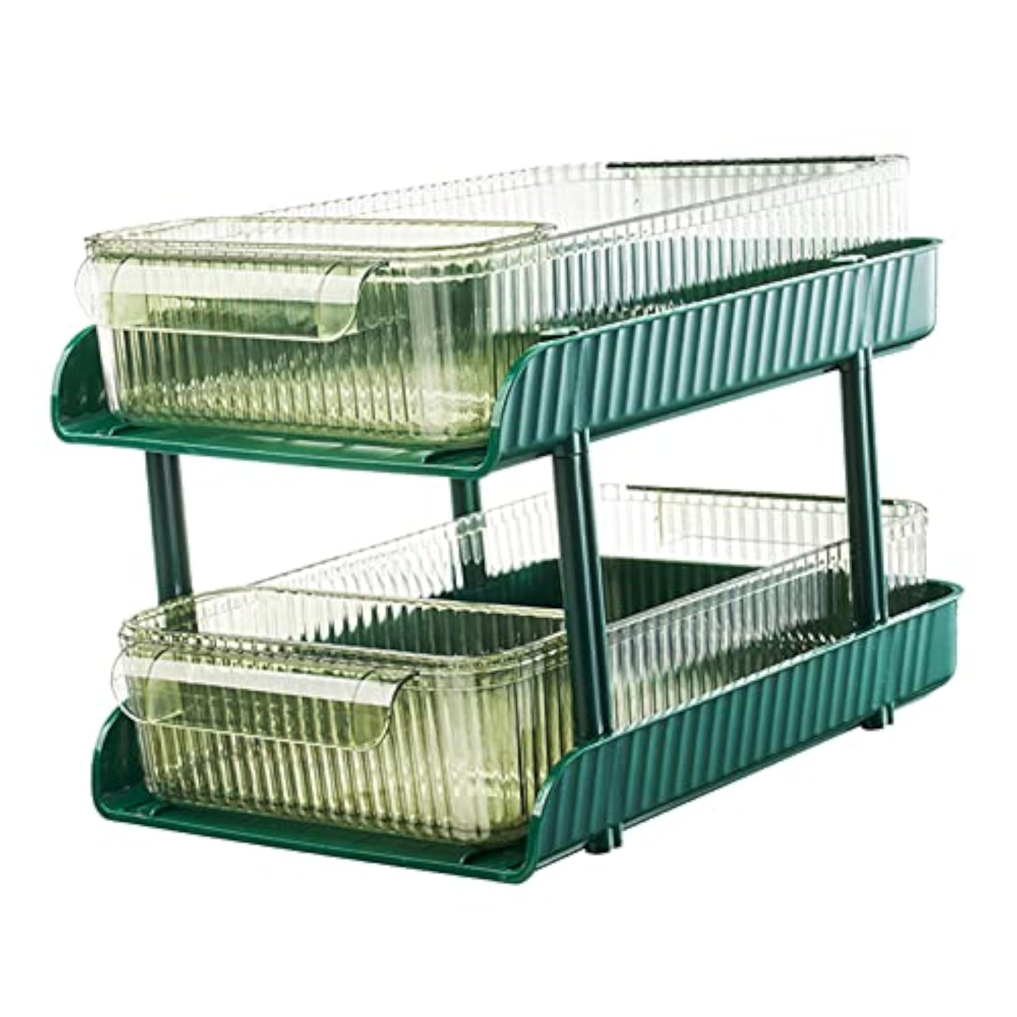 Desktop Organizer Storage with 2 Small Storage Boxes, Olive Green