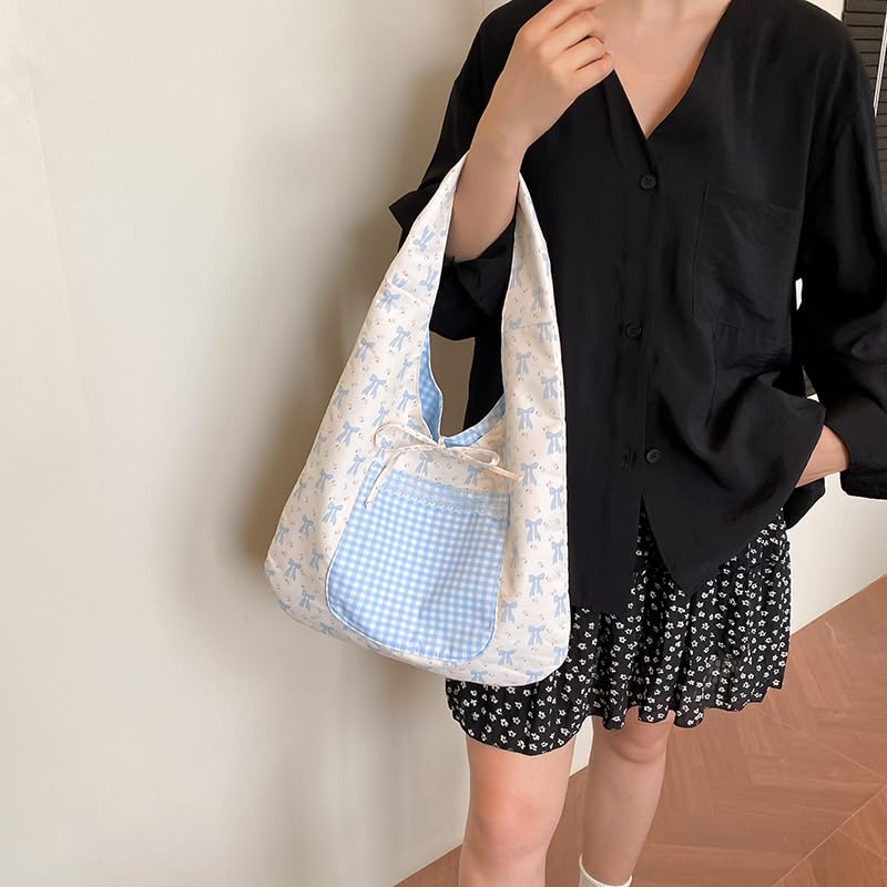 Simple Plaid Pattern Shopper Tote Bag Portable Tote Handbags Large Capacity Vest Bag for Women3