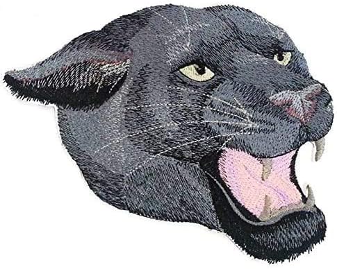BeyondVision Nature Weaved in Threads, Amazing Animal Kingdom [Black Panther Head Portrait] [Custom and Unique] Embroidered Iron on/Sew Patch [6.27" *4. 8"] [Made in USA]