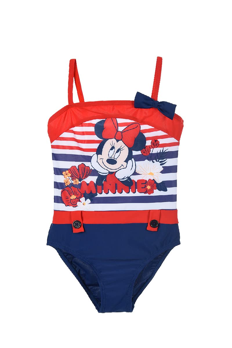 Frozen-2 Bañador de 1 pieza para niño, niña, Minnie Disney, rojo y azul marino, de 3 a 8 años