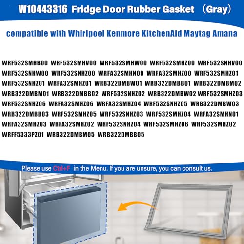 Image of Upgraded 31 inchx23 inch W10443316 Freezer Door Gasket Replacement Compatible with Whirlpool Kenmore KitchenAid, W10180623 Refrigerator Gasket Replace W10571961 W10443316N W10571961N fridge Seal - Folding