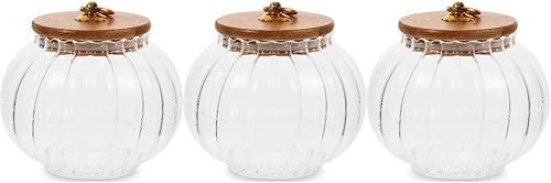 Yardwe Tarro de calabaza de cristal con tapa, tarro de caramelo de calabaza transparente con tapa hermética, pequeño recipiente de almacenamiento de
