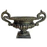 L'Héritier Du Temps Vase Vasque Chambord Jardinière de Pilier Pot de Fleur en Fonte Vert...