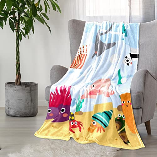 Couvre-lit enfant lavable et doux motif poisson de l'océan - 6