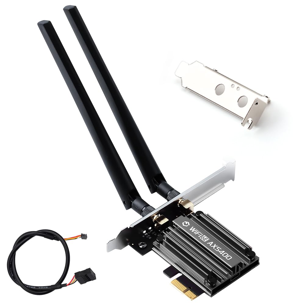FENVI PCIe WiFi 6E Card for Desktop PC, AX5400 Tri-Band Wireless Network Adapter, Bluetooth 5.3, MT7922 Chip, Low-Profile Bracket Compatible with Windows 10/11 64bit