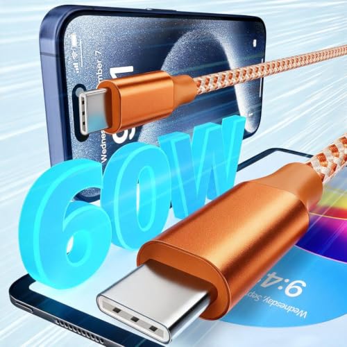 Image of KYEHD USB C Cable,3 Pack 10FT 60W Fast Charging USB C to USB C Cable, Durable Type C Charger Cable for iPhone 17 /16 /15 /iPad MacBook CarPlay and More