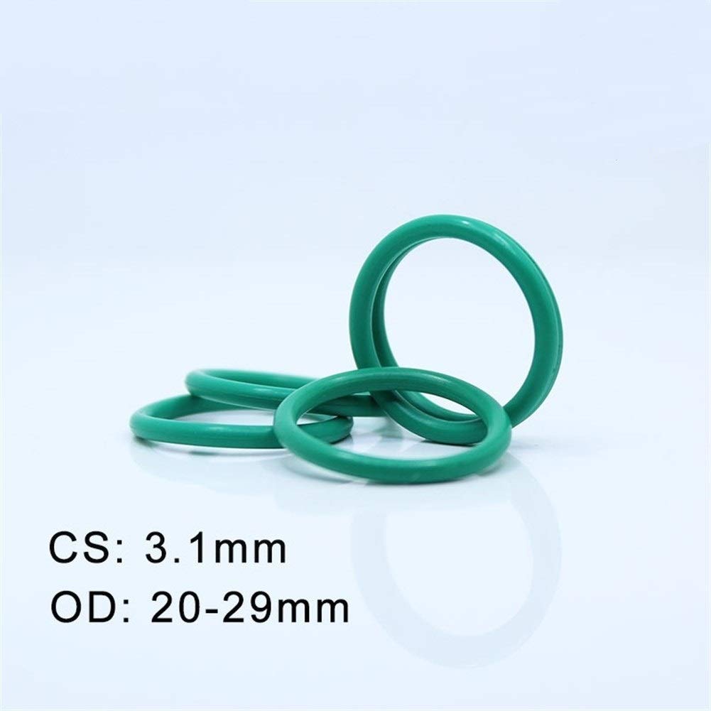 Juntas tóricas CS3.1mm 100Pcs FKM Caucho O Anillo OD20 / 21/22/23/24/25/26/27/28 / 29x3.1mm ORing flúor Gasket del Sello de Aceite Verde ORing JIYAMI´EN EL (Size : OD27x3.1mm)