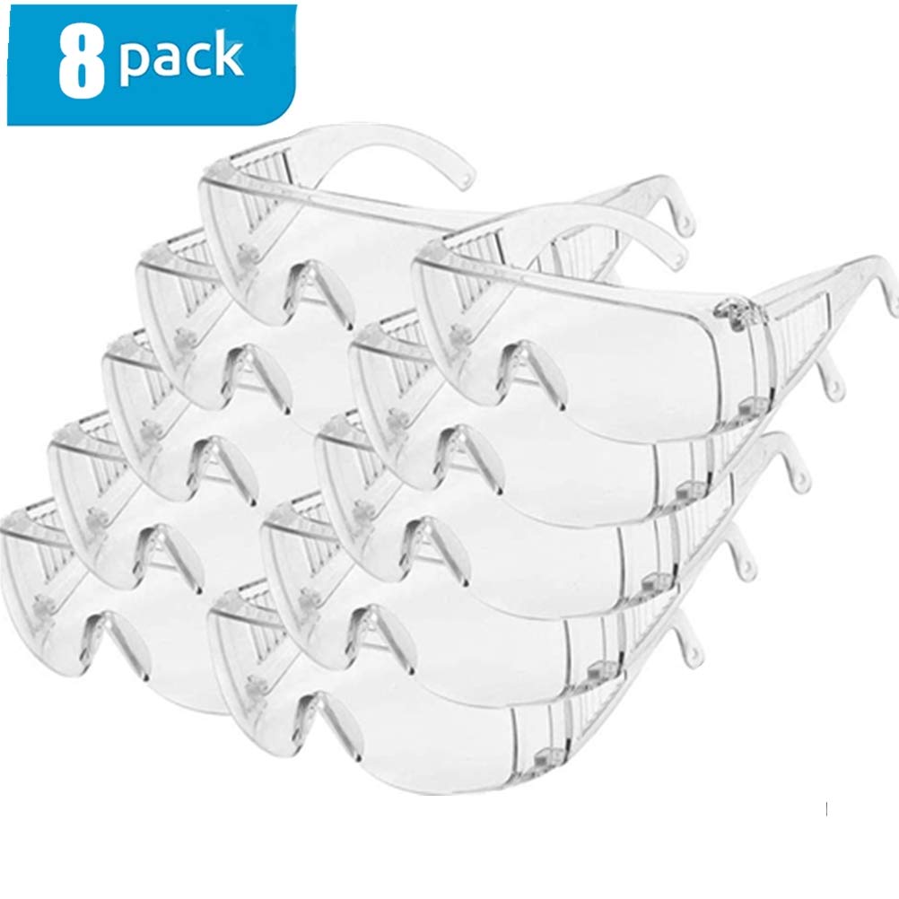 SevenMye 8 PCS Safety Protective Goggles Safety Goggles Against Liquid Splash Safety Goggles Anti-scratch,Anti-splash, Dust-Proof, WInd-Proof