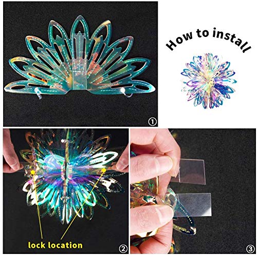 Cnuser Iridescent Snowflake Star Flower Ball Ornament Hanging Decorations, Clear Foil Decorative Folding Decor, Rainbow Shine Party Ornaments For Wedding Birthday Christmas Frozen Theme Party #TOP6