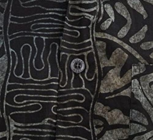 Johari West Hawaiian Short Sleeve Cotton Button-Down Batik Shirt for Men (Geometric Forest) - Image 7