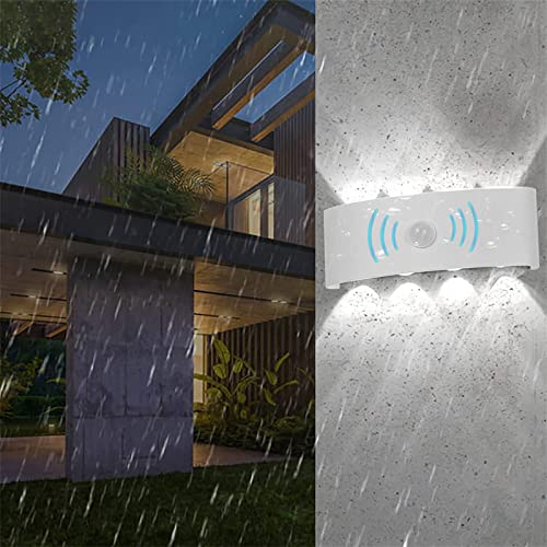 Éclairage Mural Extérieur Lampe Murale Étanche Blanche avec Détecteur pour Allée Escalier et Garage