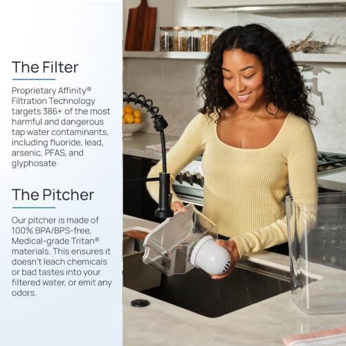 Image of Clearly Filtered Water Filter Pitcher Replacement, Pitcher Filters, 1 Count | Filter Refill Reduces Fluoride, Lead, PFAS, Microplastics, Arsenic, Chlorine, 100 Gallon Life, NSF Certified, BPA Free