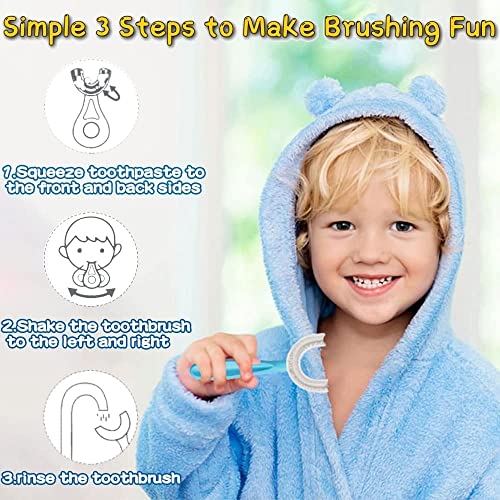 Image of YOTEE U-Shaped Toothbrush Kids 2 PCS - Toddler Toothbrush with Food Grade Soft Silicone Brush Head, Manual Whole Mouth Tooth Brush for Kids Age 6-12(Purple+Yellow)