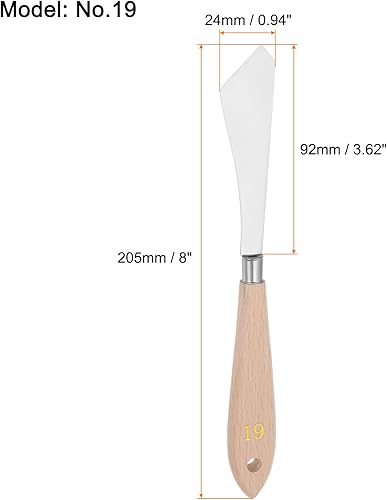 Miniatura 2 de HARFINGTON 4pcs No.19 Paleta Cuchillos 0.945 in Ancho Acero Inoxidable Pequeña Espátula Inclinada Pintura Cuchillo de Paleta con Mango de Madera