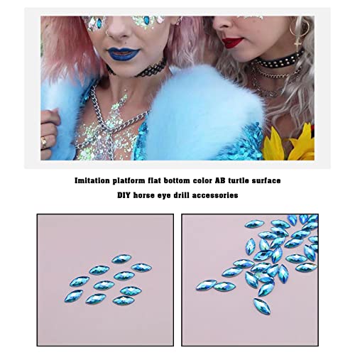OTOTEC 500Pcs Acrylic Sew On Rhinestones AB Decorative Crystal Horse Eye Shape Rhinestones Decoration for DIY Making Crafts Scrapbooks Clothing Phones Blue - Image 2