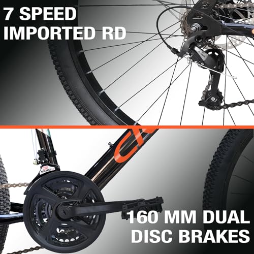 Image of CROW - Atom 21 Speed Gear Cycle | 26 inch T Cycle for Boys 12 to 15 Years | Bicycle for Men Adult | Mountain Bike with Front Suspension & Dual Disc Brakes| Unisex MTB Cycle for Men |