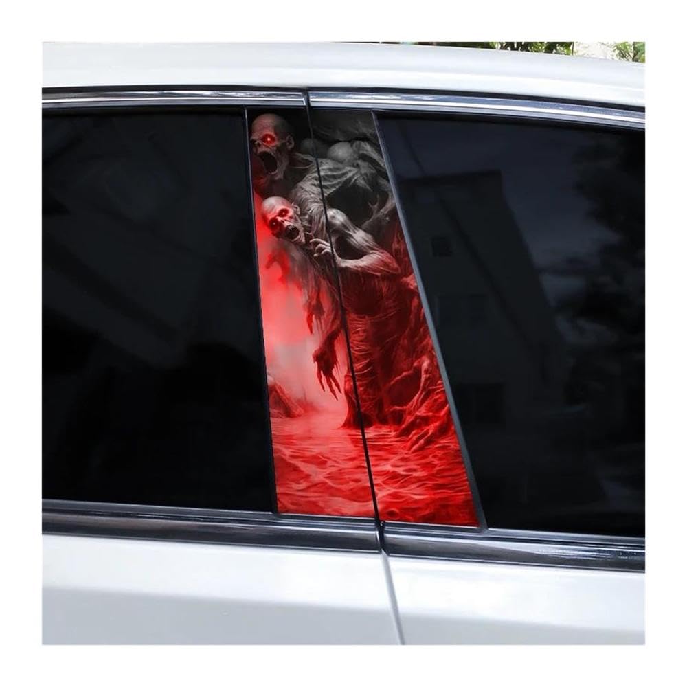 Body Parts 2pcs Car Center Pillar Sticker Ghost Crawling Soul Auto B-Pillar Waterproof Protective Film(B)