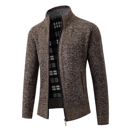 Men's Knit Zippers Cardigan Stand Collar Solid Color Slim Knitted Sweaters4