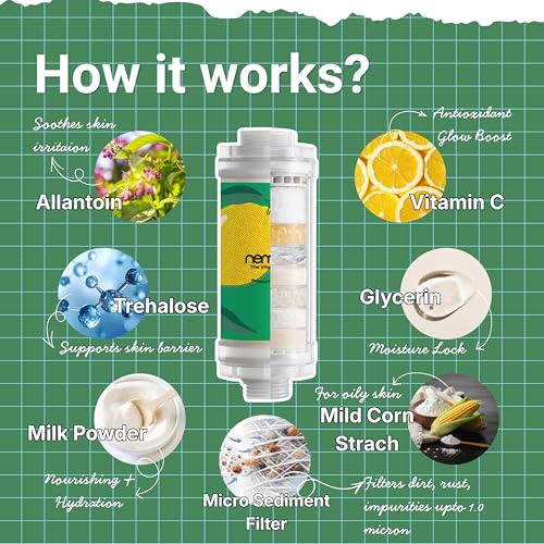 Image of NEMO Vitamin Shower Filter (Pop Lemon) | Made in South Korea | Vitamin C + Glycerin Enriched | For Soft Skin & Smooth Hair | Advanced Chlorine & Rust Removal | De-stress with Aromatherapy