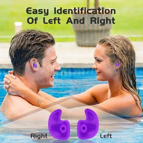 Image of Silicone Swimming Waterproof Soft Ear Plugs Reusable Anti-Noise Dust-Proof Water Diving Sports Earplugs for Swimming Purple One Size