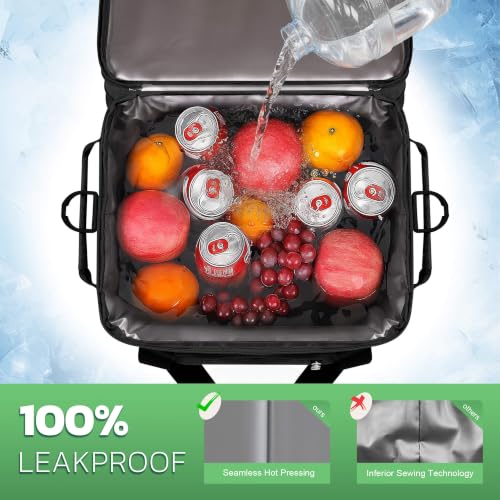 Image of MIYCOO Cooler Bag with Wheels, Double Deck, 60 Can Leakproof Insulated Soft Cooler, Extra Large Expandable Ice Chest for Beach, Picnic, Camping
