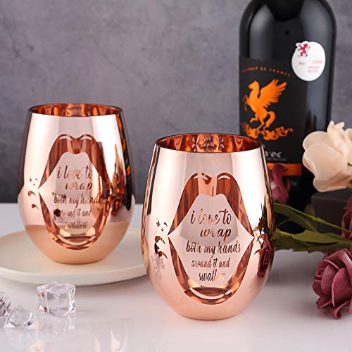 Naughty Bachelorette Gifts - Funny Gag Gifts For Women - I Love To Wrap Both My Hands Around It And Swallow Wine Glass #TOP2