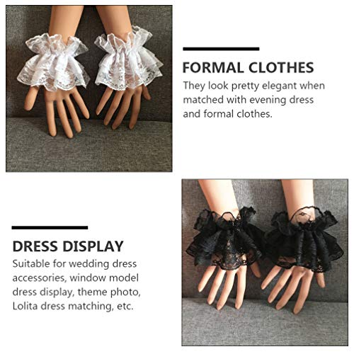 VALICLUD 2 Pares Das Mulheres Sheer Lace Floral Do Vintage Luvas De Pulso Luvas Lolita Lolita Wrist