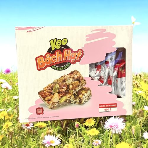 Image of Combo - Mix Bean Candy and Spicy Garlic Peanuts - Keo Bach Hat va Dau Phong Toi Ot - 14 Oz per Box and 7 Oz per Can with 2 Iterms per Order