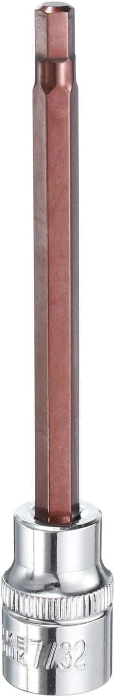 uxcell 7/32" Hex Bit Socket 3/8" Drive SAE S2 Steel Square Drive Socket Extension Impact Bit Socket Ratchet Wrench Accessories for Turns Power Drill Into Nut Driver