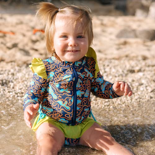 SwimZip Girls' Long Sleeve Rash Guard and Bikini Bottoms Swimsuit Set - UPF 50+2