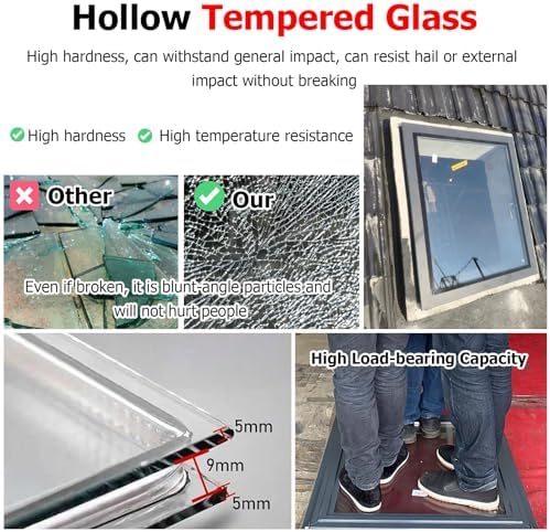 Large Egress Roof Window & Skylight, Tempered Glass 26x38in (66x96.5cm), Ideal for Attics, Sun Rooms & Barns, Enhances Indoor Natural Light & Views