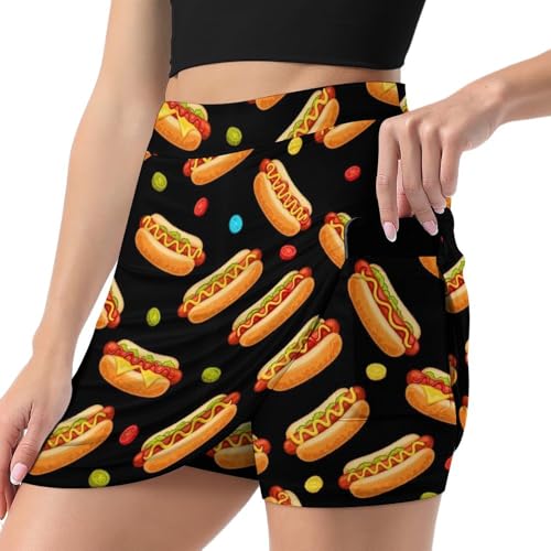 Women’s Tennis & Golf Skorts with Hot Dog Print