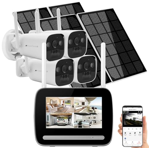VisorTech Videorecorder: Funk-Überwachungs-Set: Monitor-Rekorder + 4X 2K-Solar-Kamera, PIR, App (Soâ€¦ – Miniatur