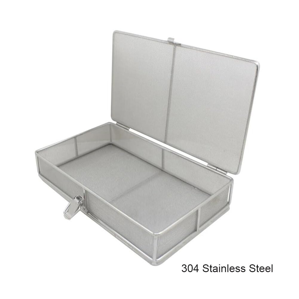 Instrumentententablett Sterilisationskörbe mit Deckel, Edelstahl, Hochtemperatur- & Druckwerkzeug, 23 x 12 x 5 cm, poröses Design für sicheren chirurgischen Gebrauch
