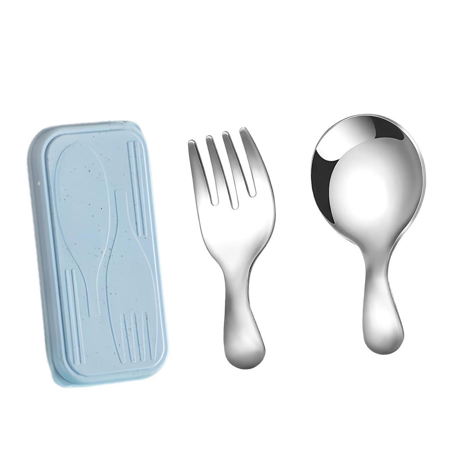 Belowsyaler Silver Stainless Steel Spoon Fork Set, Portable Lunch Utensils With Case For School, Camping, Travel And Meals Miniature Flatware