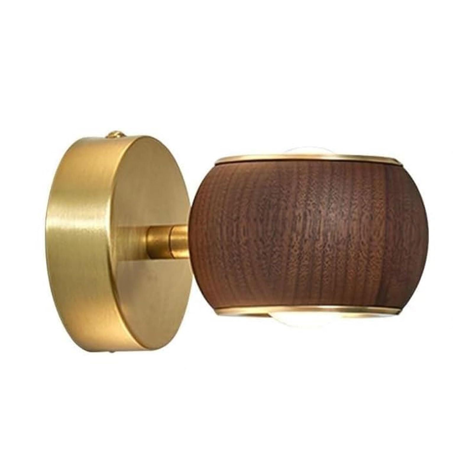 JYBNBBE Vintage Walnut Wall Sconce with LED Light Source, Crystal Lampshade, Elegant Bedside Wall Light for Bedroom, Corridor, Dining Room,8.5 * 5.1cm