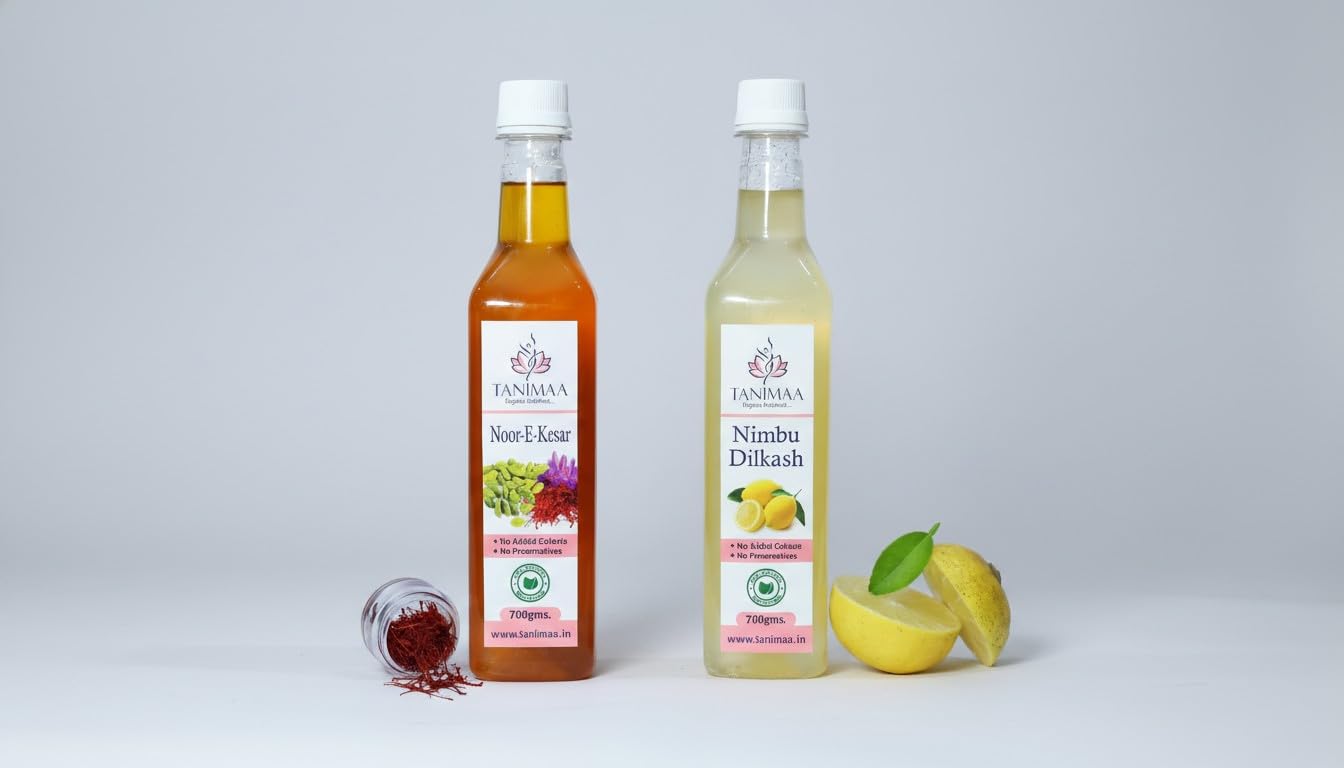 Noor-E-Kesar + Nimbu Dilkash Sharbat Combo Pack | Premium Refreshing Syrup Beverage Mix | Traditional Summer Drink Concentrate for Mocktails, Milk, Soda & Ice Drinks | Natural Flavor Refreshment Pac-picture-10