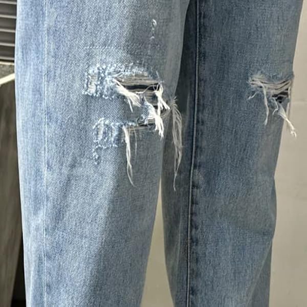 Rechte spijkerbroek voor heren Modetrend Persoonlijkheid Effen kleur Outdoor Commuter Knappe klassieke veelzijdige gescheurde jeans