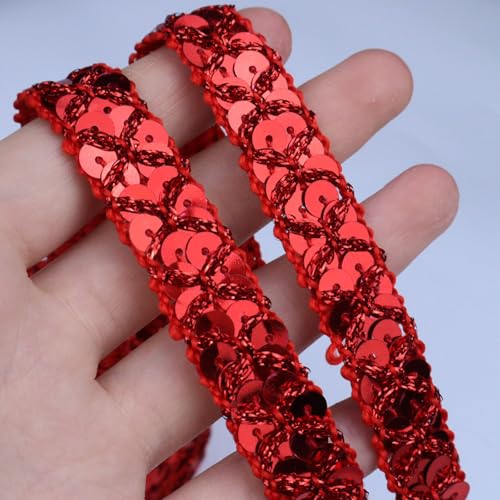 SEWDIYTR Sequin Lace Trim Gimp Braid Lace Ribbon Glitter Sequin Trim for Crafts, Embellishments, Costume Accessories 10 Yards (Red) by SEWDIYTR - Image 3