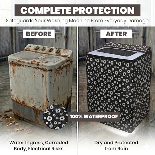 Image of DREAM CARE Waterproof & Dustproof Washing Machine Cover Top Load & Semi Automatic Suitable for 7 kg, 7.2 kg, 7.5 kg (83 x 95 x 51 cms)
