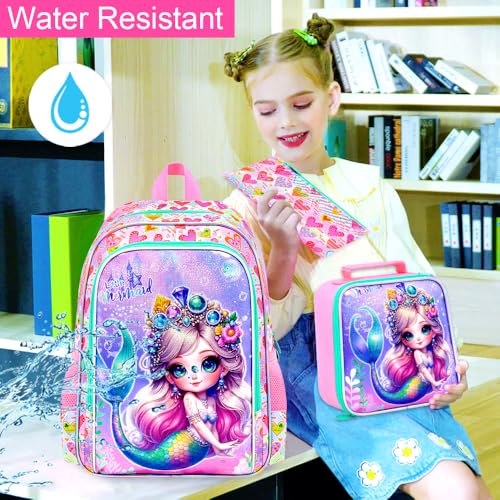 Image of WZLVO 3PCS Kids Backpack for Girls, Unicorn Dinosaur Animal Prechool Elementary Kindergarten School Bookbag with Lunch Box