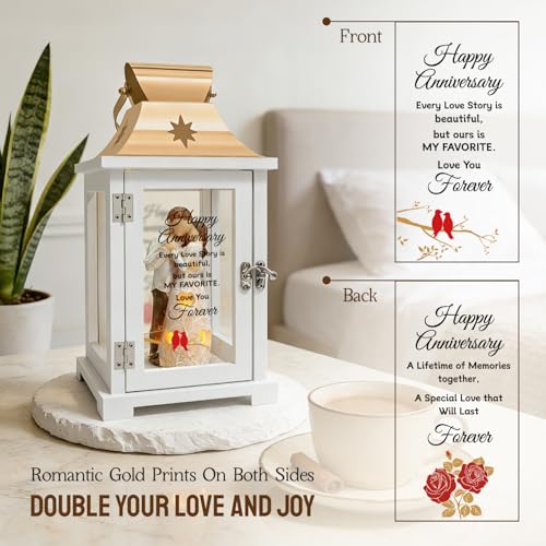 Homazing Wedding Anniversary Lantern Gift for Couple Wife Women Her Husband, Best Anniversary Wedding Gift for Couple Wife Parents 1st, 5th, 25th, 50th - Image 2