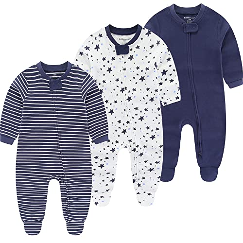 Image of Kiddiezoom Baby Cotton Footed One-Piece Romper Multiple color combinations Jumpsuit Set For Newborn baby Pajamas