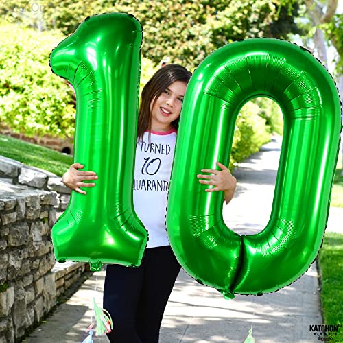 Image of KatchOn Dark Green 0 Number Balloons 40 Inch | 0 Digit Balloon, Number 0 Balloons, Dark Green 0 balloon for Jungle Theme Party Decoration